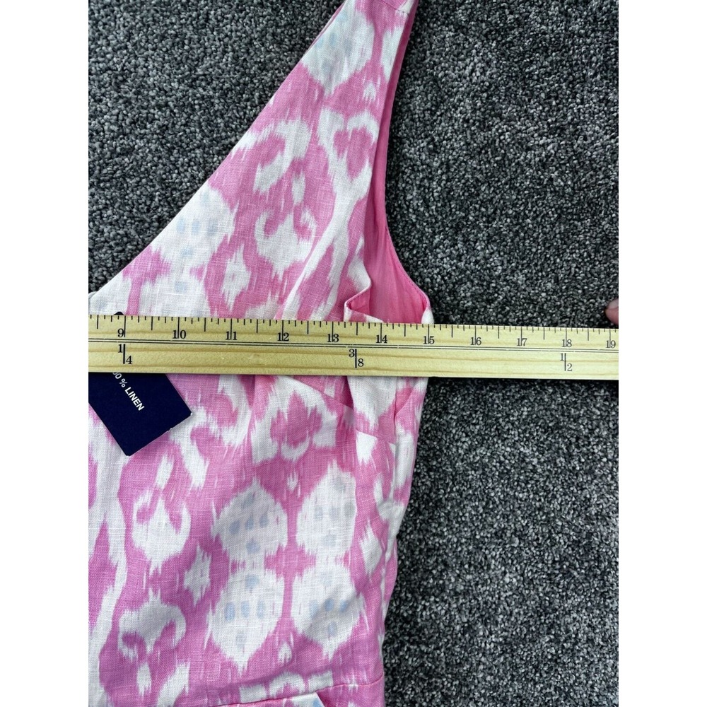 Gap Pink & White Ikat Pattern Sleeveless Linen Dress - Picture 3 of 8